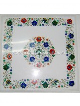 Coffee Dining Marble Square Table Top Multi Floral Stone Inlaid Arts Decor H5322 - £386.69 GBP+