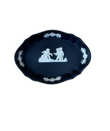 Wedgwood Black &amp; White Jasper Ware Trinket Pin Dish, Vintage 1960s Cupid - $33.85 CAD