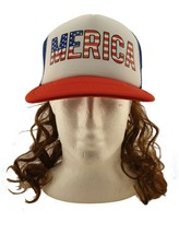 USA Mullet Hat Brown Wig Merica Redneck 4th of July All American Costume - £19.61 GBP