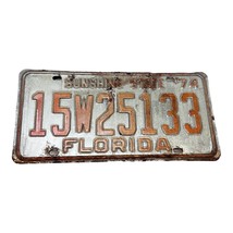Vintage Original Tag White 1974 Florida Sunshine State Collectible License Plate - £14.85 GBP