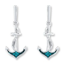 0.10Ct Lab-Created Diamond 14K Gold Plated Anchor Drop Dangle Stud Earrings - £68.75 GBP