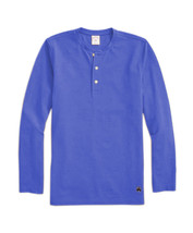 Brooks Brothers Mens Blue Long Sleeve Pique Henley Tee T-Shirt, Medium 8253-4 - £34.95 GBP