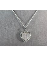Womens Estate Sterling Silver Heart CZ Stone Pendant W/ Necklace 8.3g E7305 - €43,12 EUR