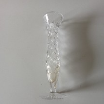 Bud Vase With Ruffled Top 8” Etched   On Clear Glass - £11.91 GBP
