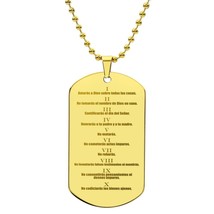 Ten Commandments Spanish Diez Mandamientos Engraved Dog Tag Bible Necklace  Sta - £45.15 GBP+