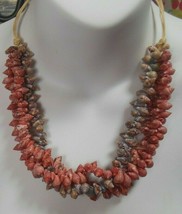 Handmade Triple-strand Pink/Purple Tiny Seashell Necklace - $64.35