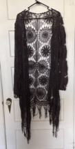 Cato Dark Brown Crochet Cardigan with Fringe Size 22/24W - $20.10