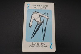 1965 Mystery Date board game replacement card blue # 2 sweater &amp; ski pants - $4.99