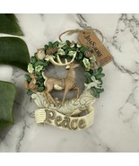 Jim Shore White Woodland Peace Wreath Chrismtas Ornament New Deer Green - $25.73