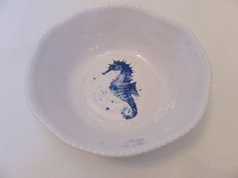 NWT Secret Celebrity Melamine Serving bowl Seahorse Ocean Blue White Embossed - £22.98 GBP