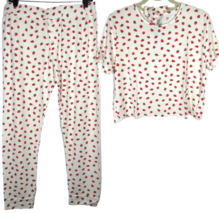 Plush Apparel Revolve Women&#39;s White Strawberry Print Pajamas Size Large - £19.95 GBP
