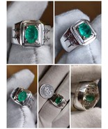 Natural Emerald Zambian Oval 1.45 carat silver Handmade ring - $342.00