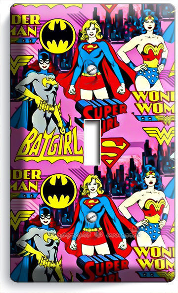 SUPERGIRL BATGIRL WONDER WOMAN GIRL BEDROOM SINGLE LIGHT SWITCH WALL PLATE COVER