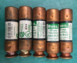 lot of 5 Buss HAC-R-25 Time Delay Fuse - $19.95
