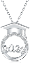 Graduation Gifts for Her 2024 - Sterling Silver Class of 2024 Graduation Necklac - £47.06 GBP