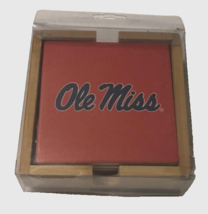 Ole Miss SEC Cork Back Red Ceramic Coasters 2017 Memory Square NCAA Set of 4 New - £10.41 GBP
