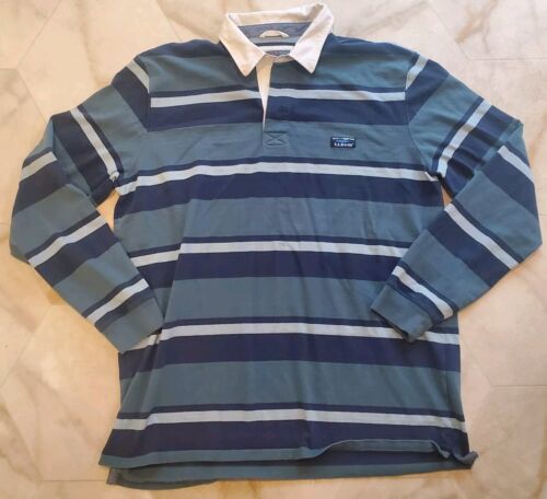 LL Bean Polo Shirt Mens XLT Tall Striped Rugby Heavyweight Cotton Long S... - $34.45
