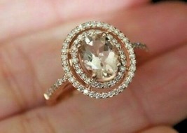 2Ct Simulated Morganite Diamond Engagement Ring In 14K Rose Gold Plated Silver - £105.70 GBP