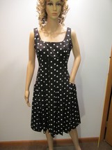 LAUREN RALPH LAUREN Black White Polka Dots Empire Waist Pleated Skirt Dr... - £27.90 GBP