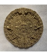 Ancient Aztec Inca Maya Mayan sculpture plaque Gold replica reproduction 7.25" - $24.75