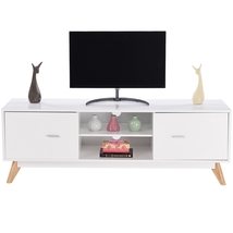 Modern Mid Century Style White TV Stand with Wood Legs - $369.99