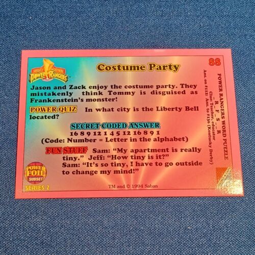 1994 Mighty Morphin POWER RANGERS SERIES TWO # 88 COSTUME PARTY - $12.19