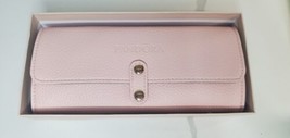 NEW Pandora Pink Leather and Gray Velvet Lined Travel Jewelry Case Roll Trifold - £24.49 GBP