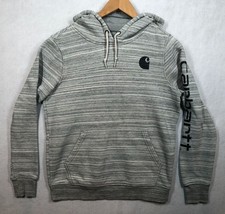 Carhartt Clarksburg Relaxed Fit Logo Sleeve Hoodie Sweatshirt Gray Women... - $24.42