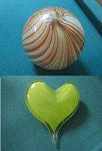 Murano Paperweight Crystal Glass Yellow Heart Spiral Ball Pick One - £36.08 GBP
