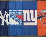 New York Yankees Rangers Giants Knicks Flag 3x5 ft Sports Banner Man-Cav... - £12.52 GBP