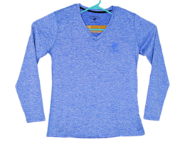 Mens Beverly Hills Polo Club V Neck Pullover TShirt Blue Heathered Big Logo Sz L - £19.52 GBP