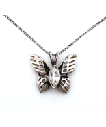 Vintage Avon 925 Sterling Silver April Birthstone Butterfly Pendant Neck... - $29.88 CAD