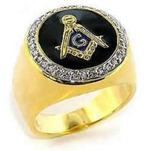 Masonic Mason Gold Plated Circular Ring All Sizes 8 9 10 11 12 13 Free Shipping - £60.19 GBP