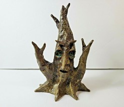 Hand Made Glazed Pottery Lord of the Rings Fantasy Face Tree Signed &amp; Da... - £53.63 GBP