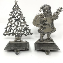 Pewter Stocking Holder Santa Claus Christmas Tree Hook for Mantles Firep... - £35.77 GBP