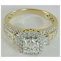 Certified Moissanite 3.25ct Princess Cut Engagement Ring 14K Yellow Gold Plated - £106.85 GBP