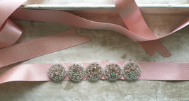 Handmade Blush Bridal Sash, Wedding Accessories, Rhinestone Sash, 2017 Wedding image 4