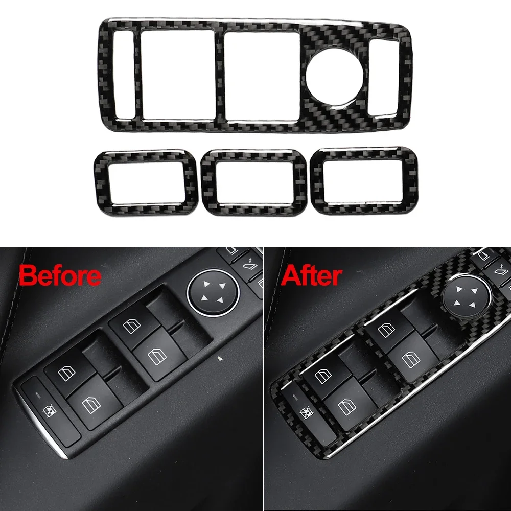 4Pcs Carbon Fiber Window Lift Switch Panel Trim Fit For Tesla Model S/X 14-19 - $15.69