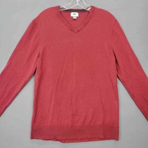Old Navy Shirt Men Size M Red Brick Classic V-Neck Long Sleeve Knit Casu... - $10.71