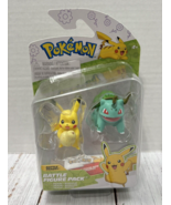 NIB Pokemon Easter 2&quot; Pikachu and Bulbasaur Battle Action Figure 2 pk Toy - $11.97