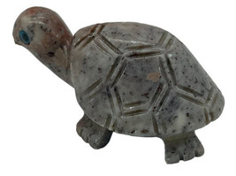 Stone Turtle Figurine Tortoise Shell Miniature Green Abstract Art - $9.00