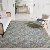 SAFAVIEH Cape Cod Collection Area Rug - 8&#39; x 10&#39;, Natural &amp; Blue, Handmade Flat  - $355.99