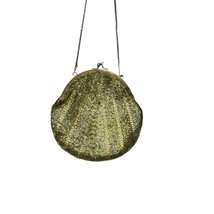Gold-colored Beaded Evening Bag Handle needs replaced As Is 90s Vintage Clutch - £51.79 GBP