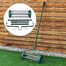 Costway Heavy Duty Rolling Garden Lawn Aerator Roller Home Grass Steel Handle - £72.74 GBP