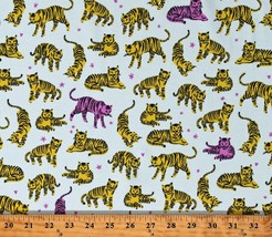 Knit Tigers Big Cats Animals on Mint Wild and Free Fabric by the Yard D450.11 - £11.95 GBP