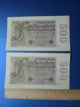 K Germany Reichsbanknote 500 Millionen Mark 1923 6-stellig NF-17 Consecutive No. - £19.59 GBP