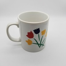 Coloroll England Flowers Stems Tulips Colorful 2 Sided Coffee Mug Cup  - £15.60 GBP