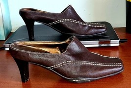 Aerosoles Shoes Size 7M Women&#39;s Snap Brown Leather Mule Heel - $19.58