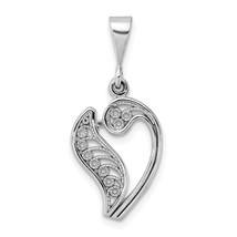 14K White Gold Polished Filigree Initial V Pendant Jewerly 28.8mm x 12.8mm - £76.93 GBP