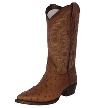 Mens Brown Cowboy Boots Leather Print Ostrich Quill Rodeo J Toe - $2,033.66 MXN